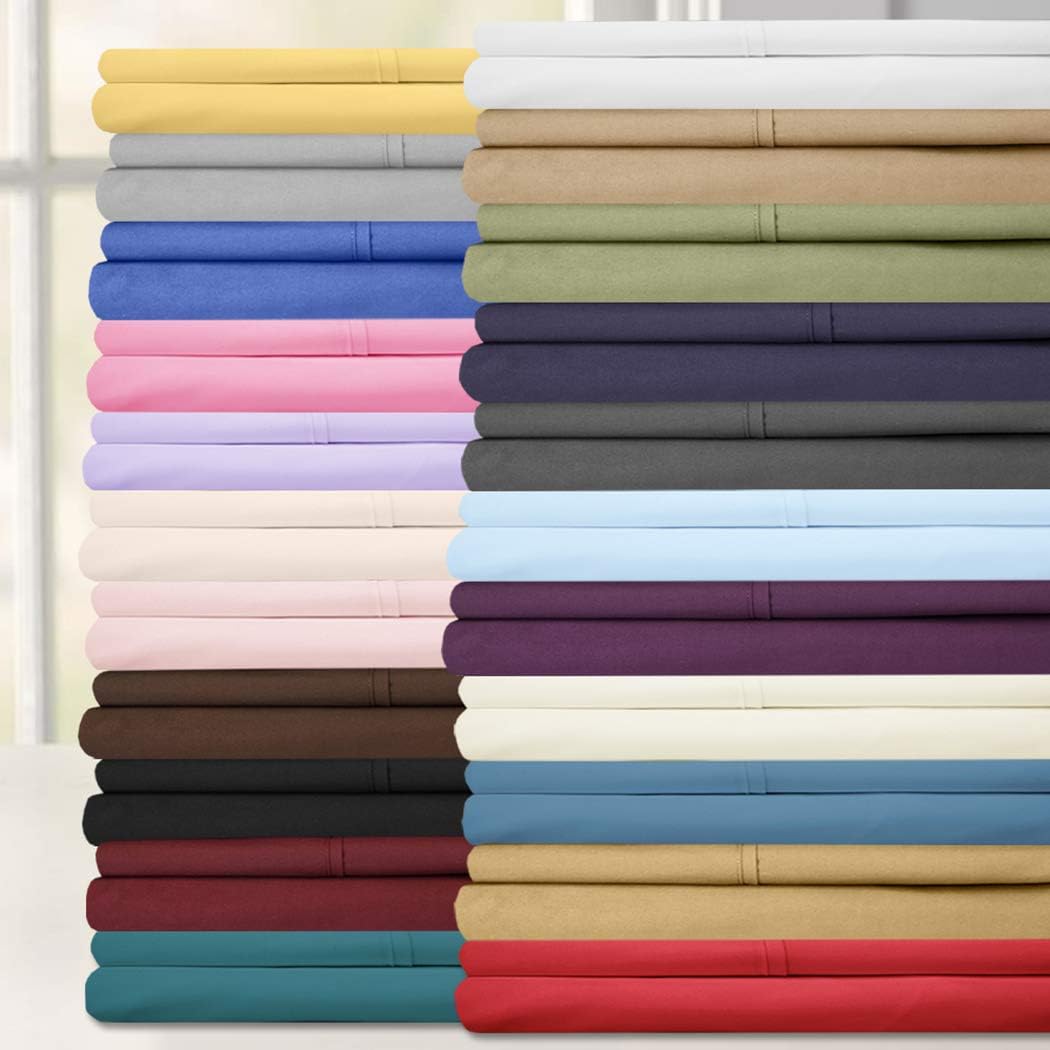 Sweet Home Collection RV Short Queen Sheets-6 Piece 1500 Thread Count Fine Brushed Microfiber Deep Pocket Set-Extra Pillow Cases, Value, Black, Short Queen Size(Pack of 12)