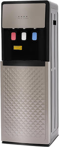 Bottom Loading Water Cooler Dispenser, Premium Standing Water Dispenser w/Heating and Cooling Functions, 4 Indicator Lights Hot and Cold Water Dispenser for Home, Office (Silvery,3 Outlet)