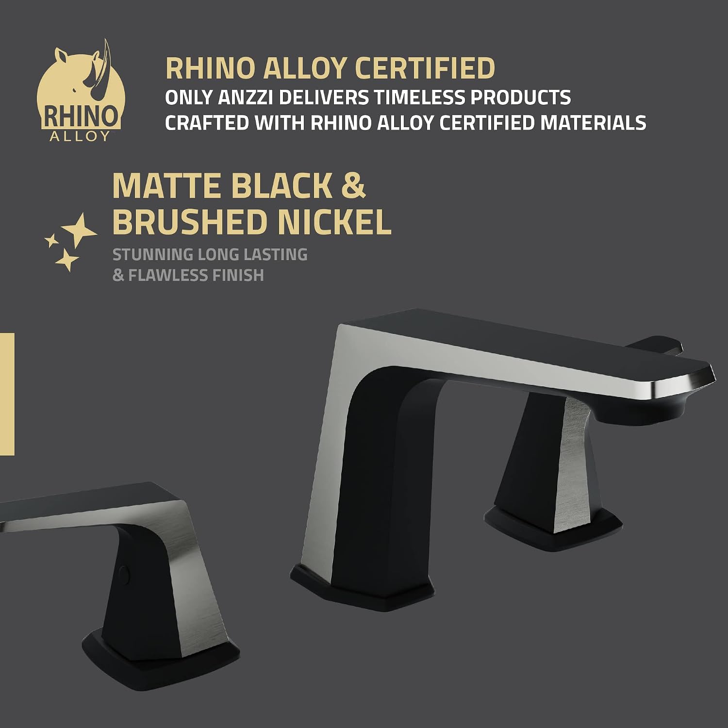 ANZZI Bathroom Faucet, Two Handle, Three Hole Bathroom Sink Faucet, RV Faucet, Vanity Faucet, Two Tone 8in Widespread Faucet, Matte Black & Brushed Nickel Faucet and Pop-up Drain (L-AZ905MB-BN)