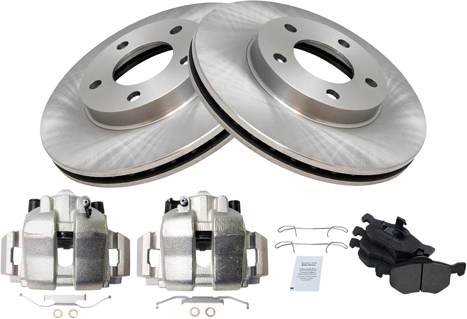 TRQ Front Brake Pad and Rotor Set Semi Metallic Vented Rotors Calipers Compatible with 2005-2007 Ford Escape Mercury Mariner