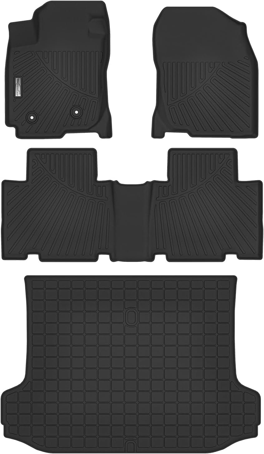 Floor Mats & Cargo Liner for 2006 2007 2008 2009 2010 2011 2012 Toyota RAV4,1st 2nd Row with Trunk Mat,TPE All Weather Protection Slush Floor Liner Black