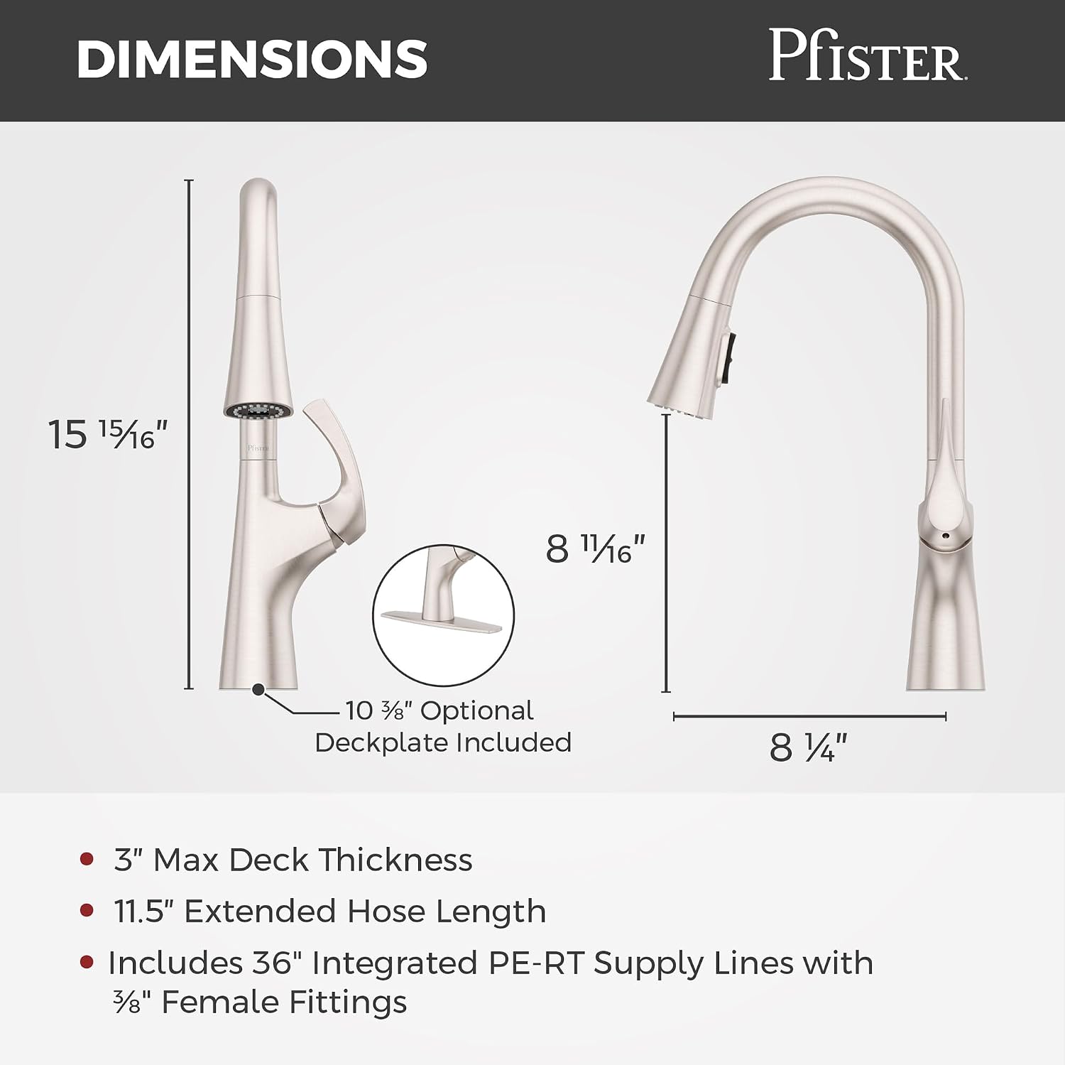 Pfister Talega Kitchen Sink Faucet with Pull Down Sprayer Single Handle High Arc Spout Spot Defense Stainless Steel NSF Certified 1 or 3 Hole Installation F5297TEGS