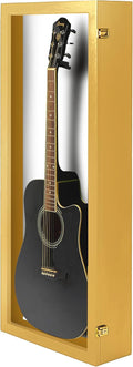 PENNZONI Acoustic Guitar Display Case - Acrylic Acoustic Guitar Case - Guitar Display Case Wall Mount Made from Hardwood Frame & Clear Acrylic - Golden Oak w/Felt White
