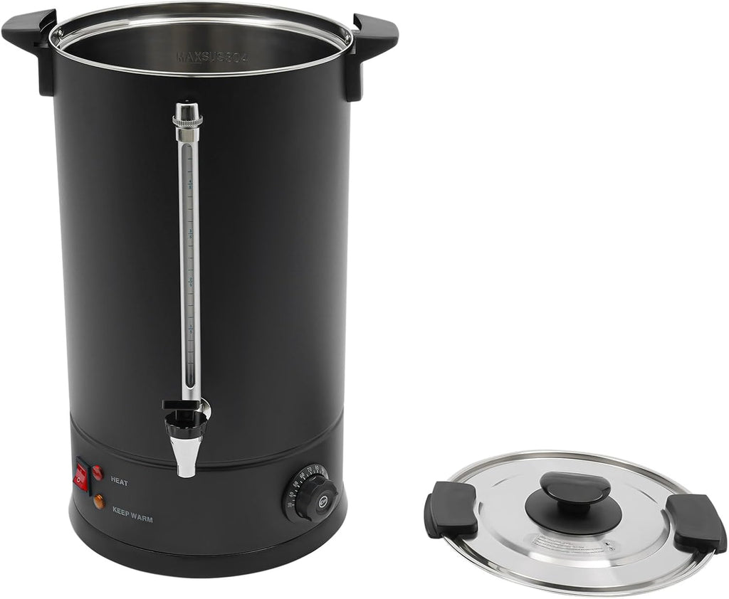 Commercial Coffee Urn, 15L/4Gal Stainless Steel Coffee Maker Brewer Hot Beverage Dispenser with Faucet, 1400W Hot Water Urn for Home Party Office, W10.4*H20.3in, Temperature Control