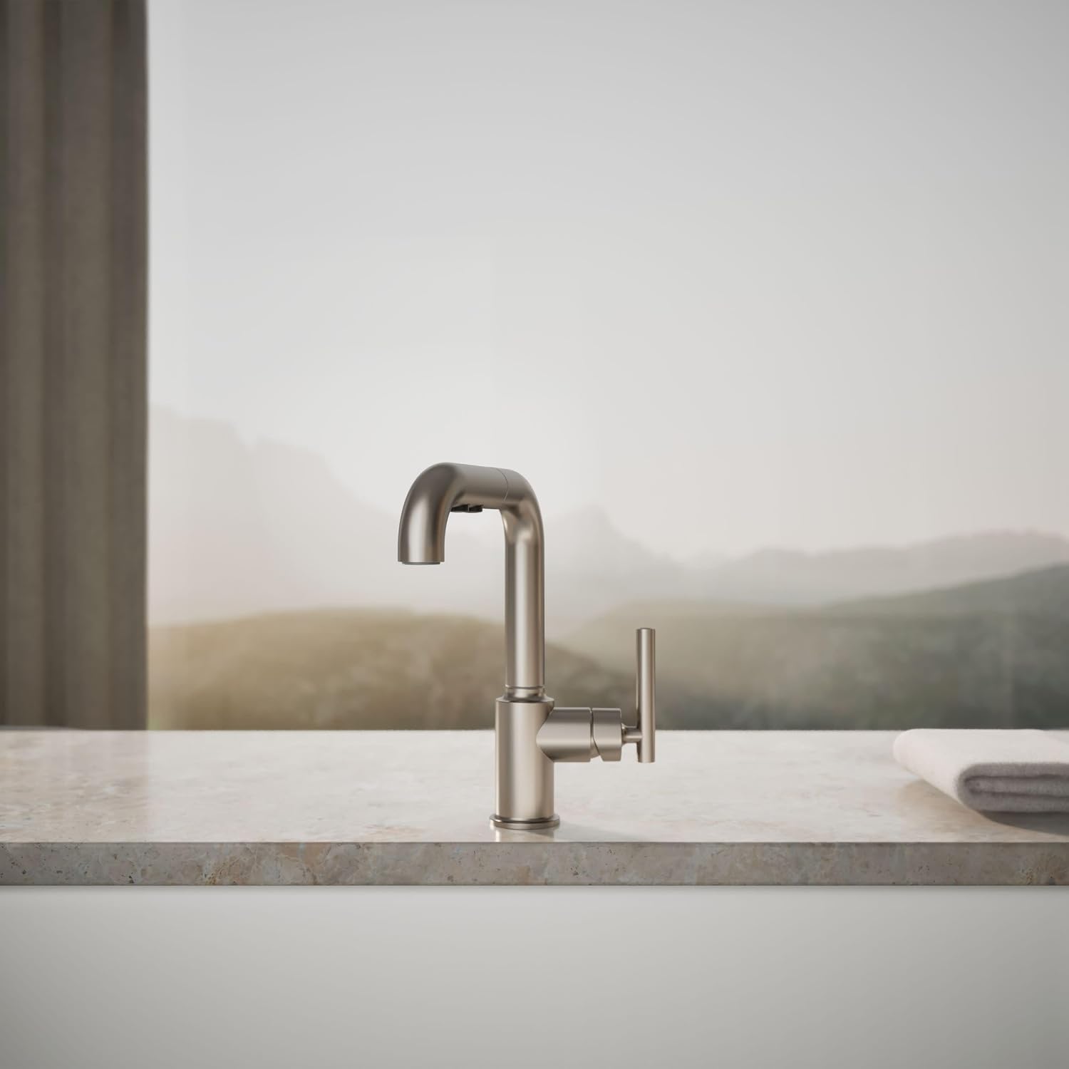 KOHLER Purist Pull-out kitchen sink faucet with three-function sprayhead