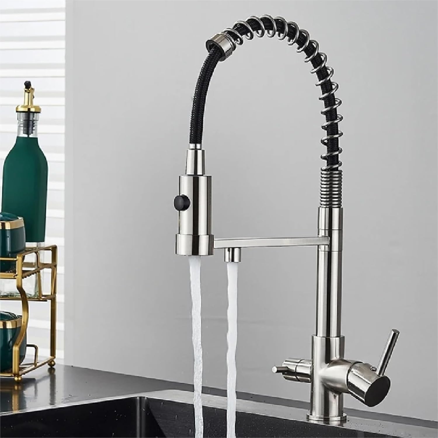 Filtered Kitchen Faucet Pure Drinking Water Brass Kitchen Tap Daul Spout Water Purifier Faucet(Brushed Nickel)