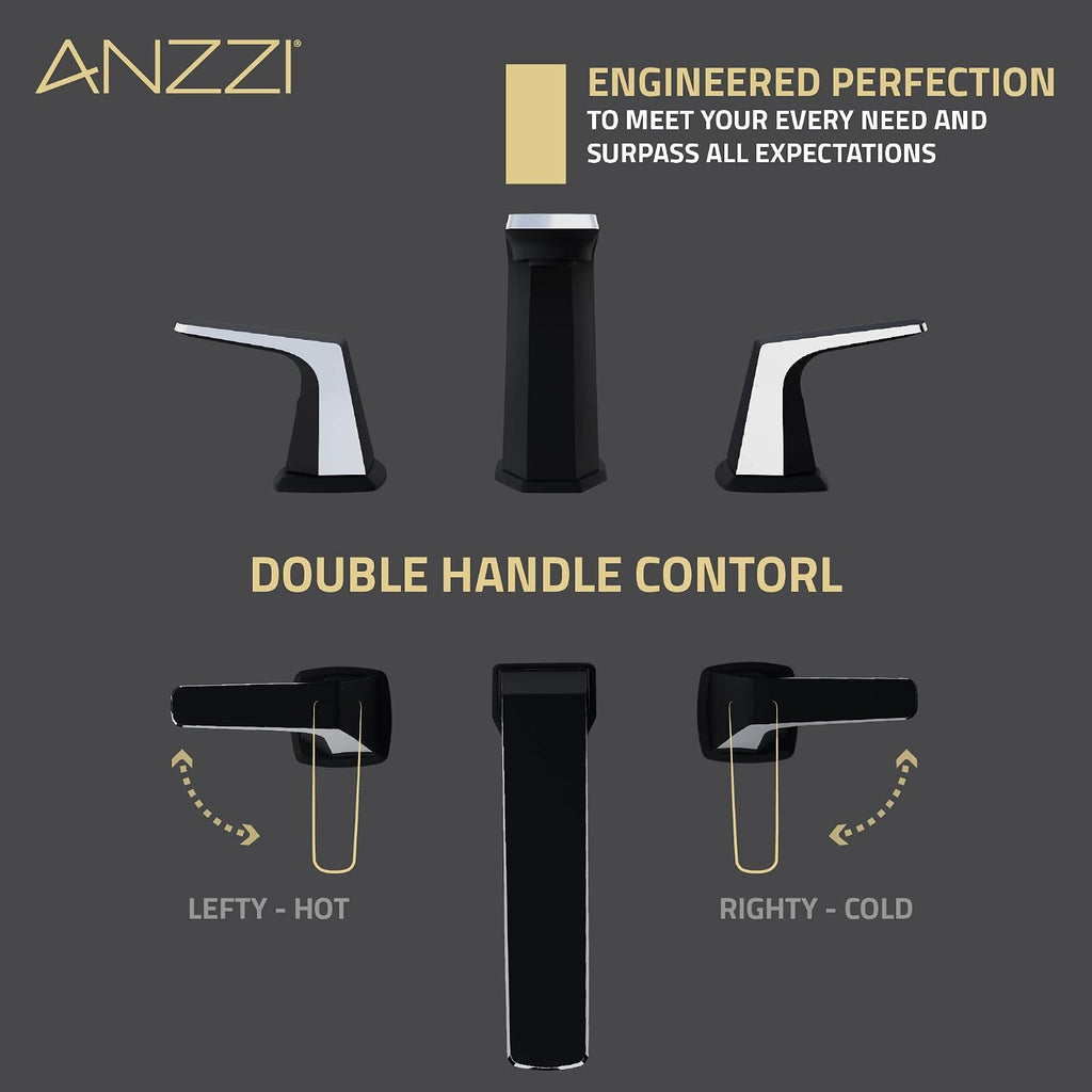 ANZZI Single Handle Bathroom Faucets for Sink 1 Hole, Single Hole Bathroom Sink Faucet, RV Faucet, Vanity Faucet, Two Tone Faucet, Matte Black & Chrome Faucet and Pop-up Drain (L-AZ900MB-CH)
