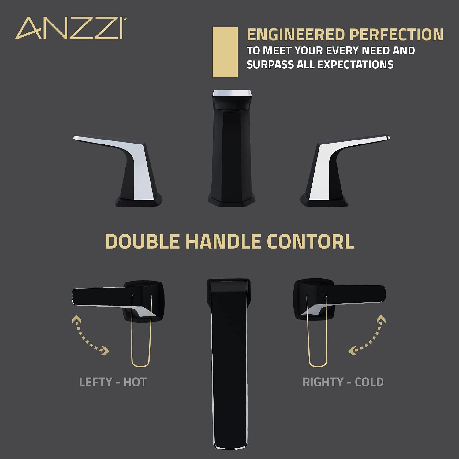 ANZZI Single Handle Bathroom Faucets for Sink 1 Hole, Single Hole Bathroom Sink Faucet, RV Faucet, Vanity Faucet, Two Tone Faucet, Matte Black & Chrome Faucet and Pop-up Drain (L-AZ900MB-CH)