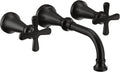 Moen TS44105BL Colinet Traditional Cross Handle Wall Mount Bathroom Faucet Trim, Valve Required, Matte Black