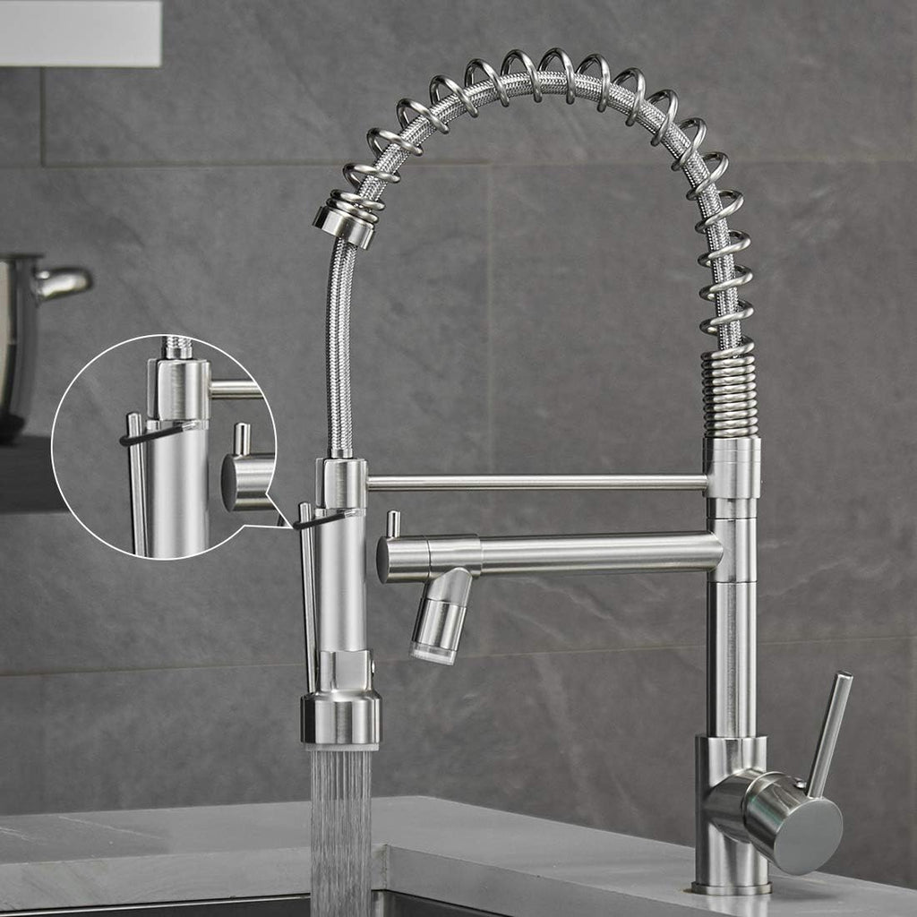 AIMADI Commercial Pull Down Kitchen Faucet Sprayer with LED Light,Single Handle Stainless Steel Kitchen Sink Faucets with Pull Down Sprayer,Suitable for Farmhouse Camper Laundry Rv Bar