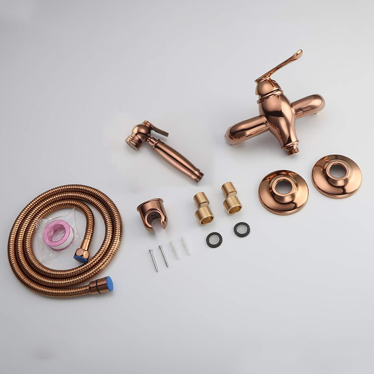 Handheld Bidet Sprayer for Toilet, Rose Gold Wall Mounted Bathroom Cloth Diaper Set with Cold and Hot Water, Brass Kit for Personal Hygiene,Type a(Type a)