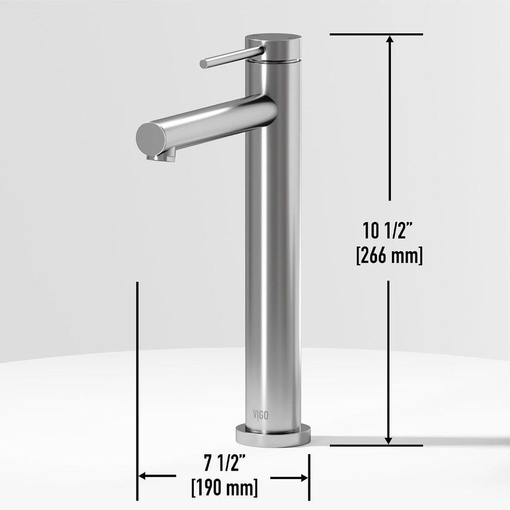 VIGO Jewel Single-Handle Single-Hole Mount Bathroom Sink Bathroom Sink Faucet, 11-Inch, Brushed Nickel, Modern Design, Solid Brass, 1.2 GPM WaterSense & Ceramic Disc Valve, Corrosion-Resistant