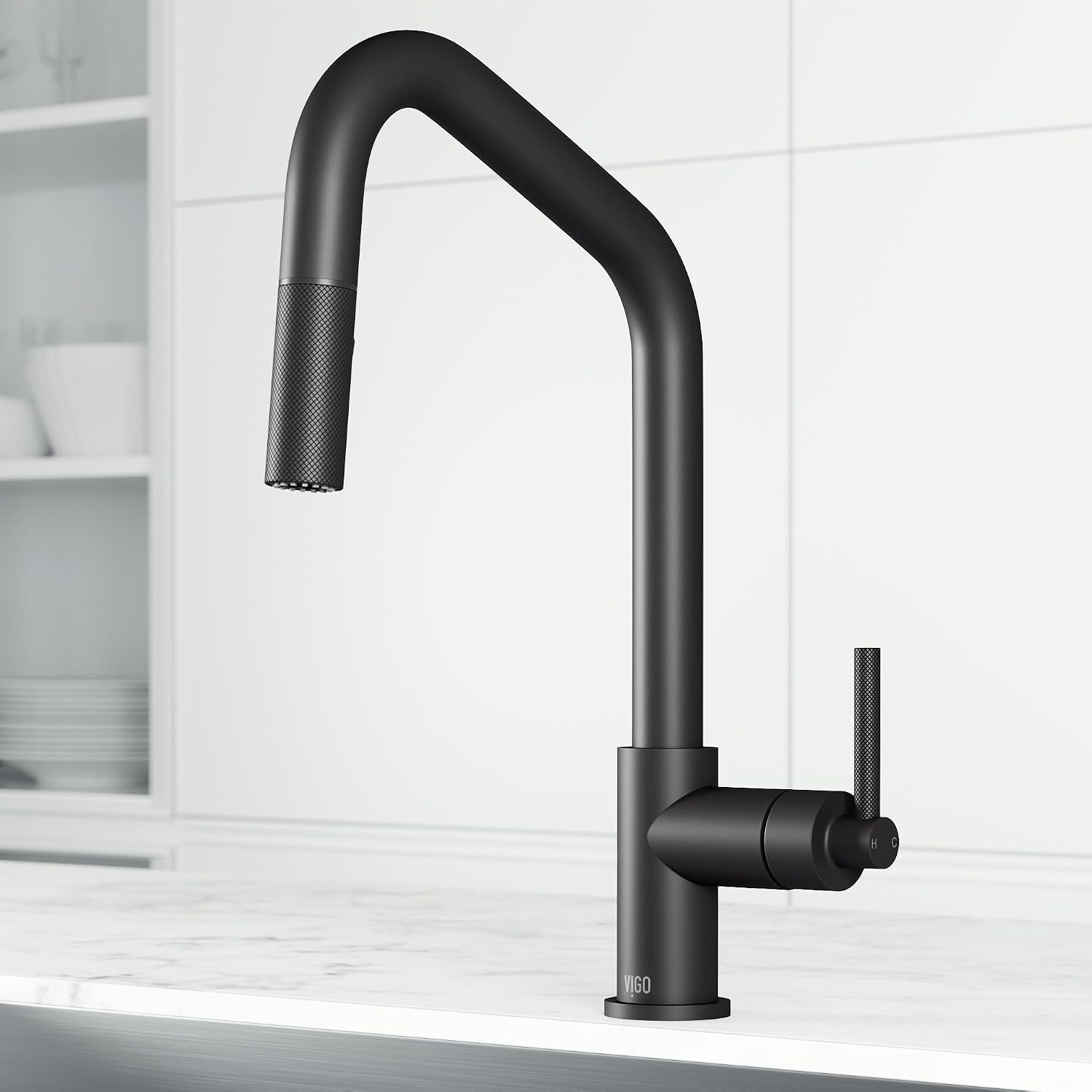 VIGO Utopia 15'' H Single Handle Pull-Down Sprayer Kitchen Bar Faucet in Matte Black-VG02038MB