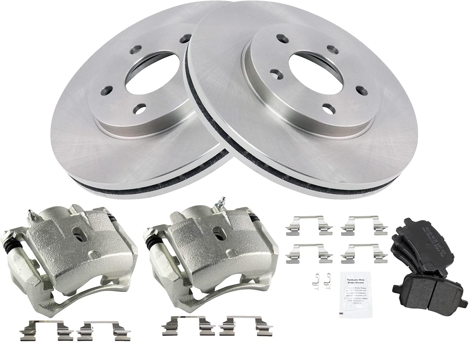 TRQ Front Brake Pad and Rotor Set Semi Metallic Vented Rotors Calipers Compatible with 2007-2008 Chevrolet Malibu 2007 Pontiac G6