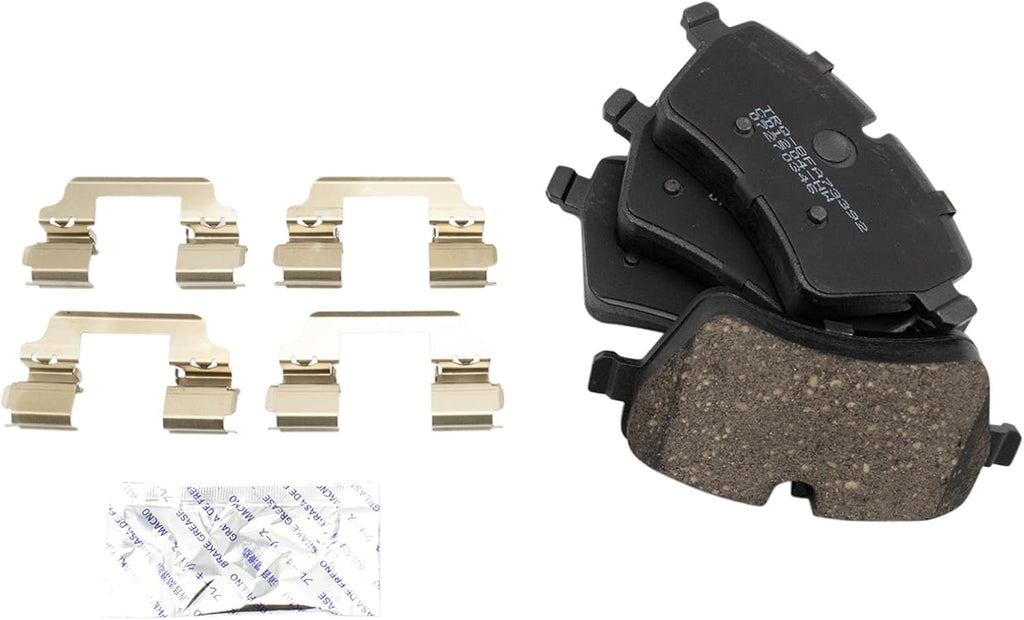 TRQ Performance Front Brake Pad and Rotor Set Ceramic G Coated Drilled Slotted Rotors Compatible with 2011-2016 Mini Cooper Countryman 2013-2016 Cooper Paceman