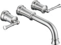 Wall Mount Tub Filler with Rough-in Valve, High Flow Brass Roman Tub Faucet 2 Handle Wall Mounted Bathtub Faucet 360° Swivel Spout, Brushed Nickel(B2306-BN)