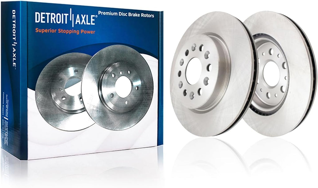 Detroit Axle - Brake Kit for 2018-2020 Buick Enclave 2017-2020 Cadillac XT5, 2020 XT6, Disc Brakes Rotors Ceramic Brake Pads with Hardware Replacement : 13.58' inch Front & 12.40' inch Rear Rotors