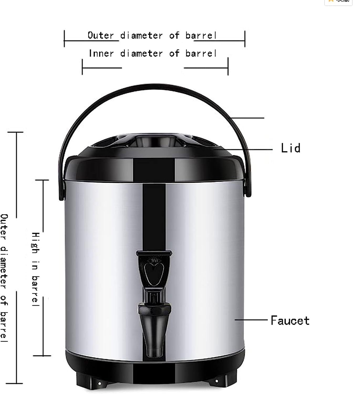 Hot Water Dispenser With Faucet, Stainless Steel, 6L/8L/10L/12L, Commercial Large Coffee Urn Insulated Barrel, Insulated For 10-12 Hours (Color : Rojo, Size : 8L)