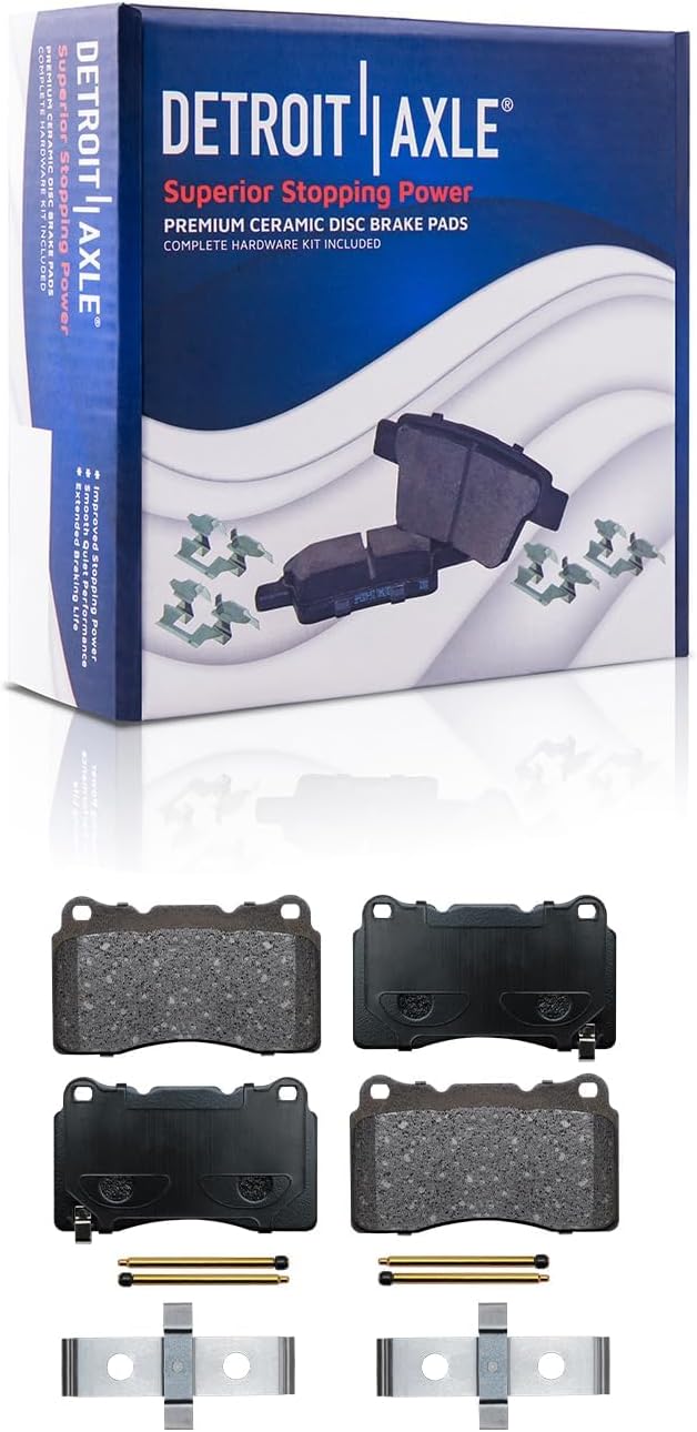 Detroit Axle - Front Brake Kit for 2012-2019 Tesla Model S, 2016-2019 Tesla Model X, Disc Brake Rotors Ceramic Brakes Pads with Hardware Replacement: 13.98' inch Rotors