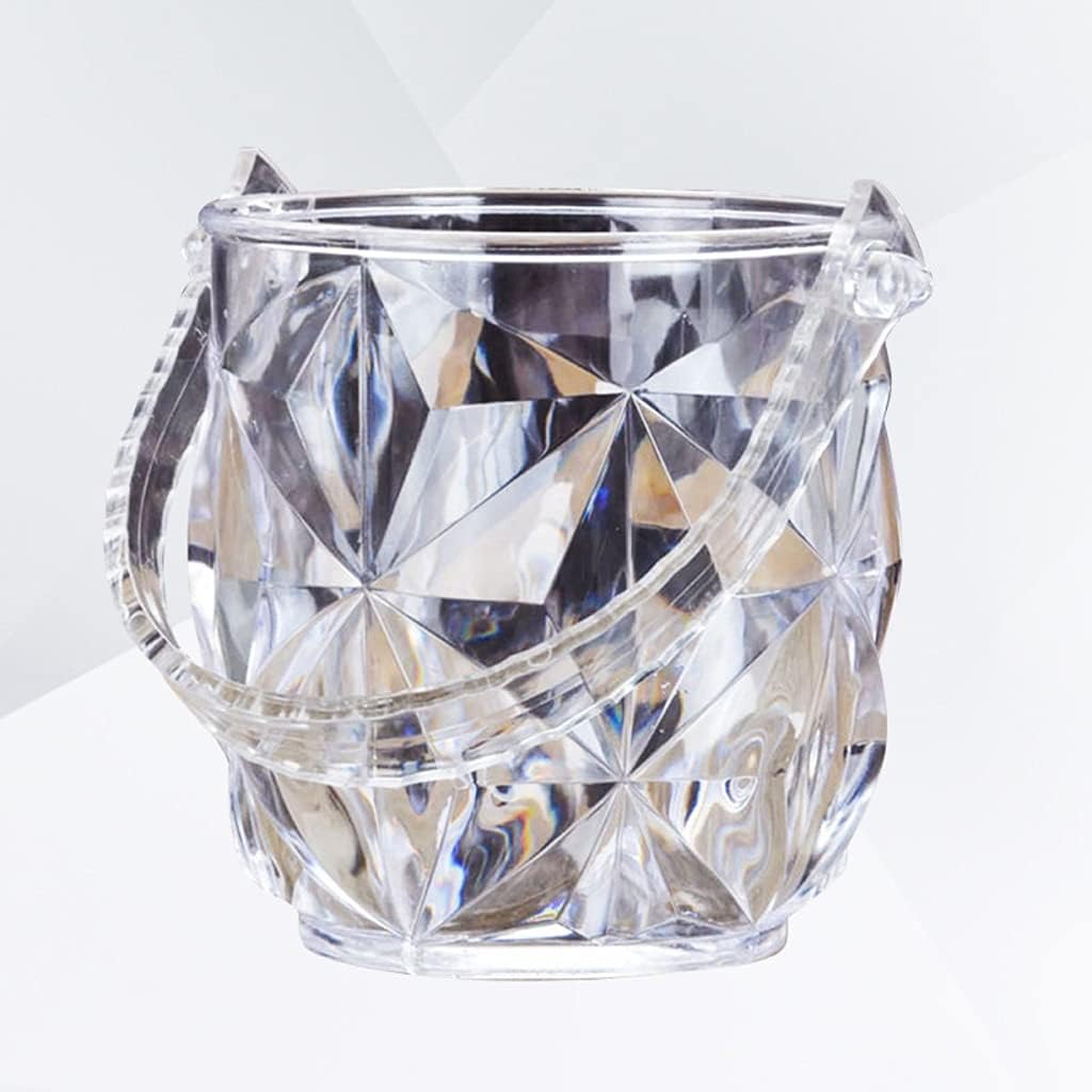 ice bucket, Round Acrylic Ice Bucket Portable Transparent Ice Container with Ice Tong Set for Bar KTV