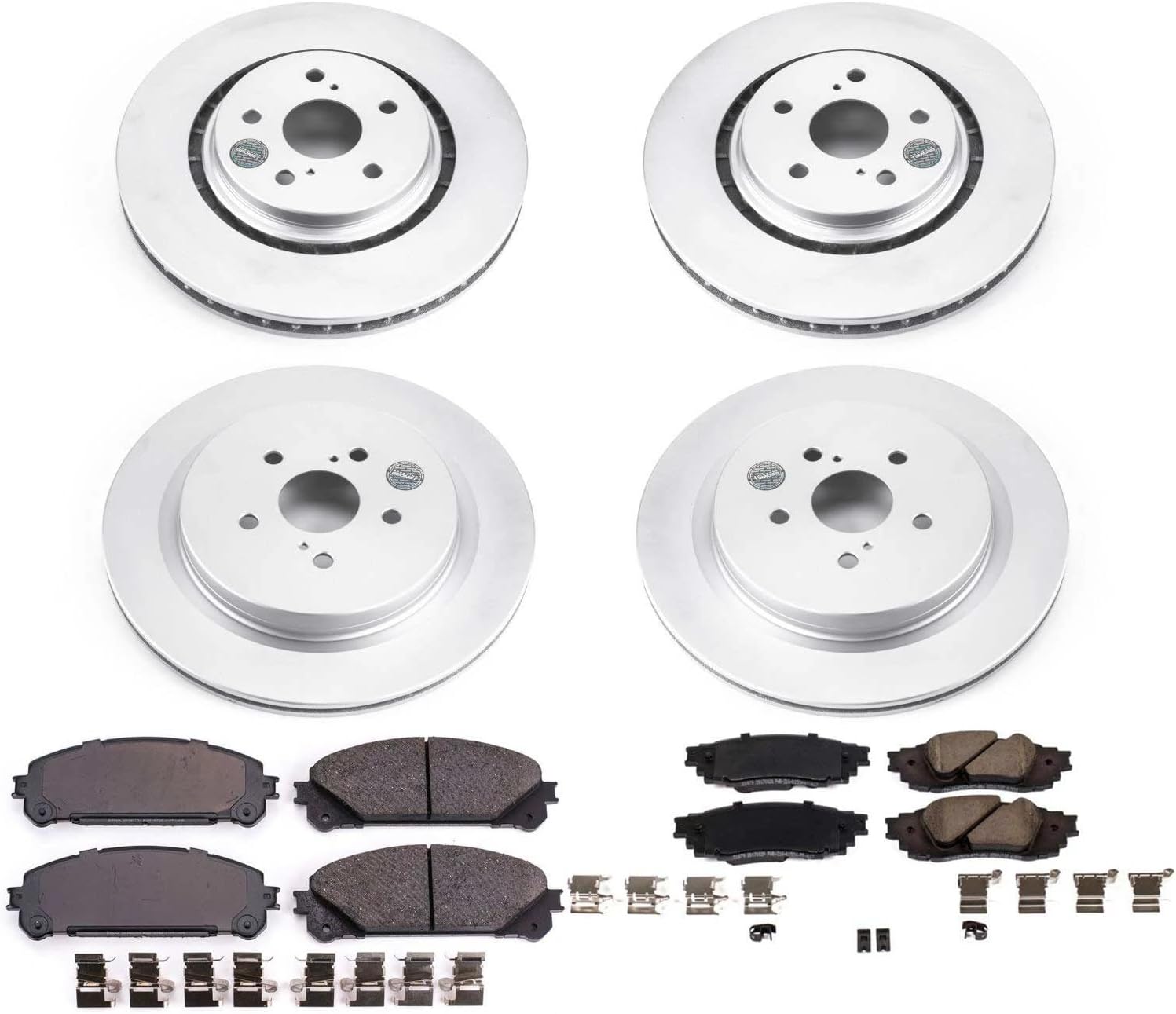 PowerStop Front and Rear Brake Kit for Lexus RX350 2016-22 |RX350L 2018-22 |RX450h 2016-22 |RX450hL 2018-22 - Fully-Coated Disc Rotors with Z17 Ceramic Brake Pads Replacement, CRK7606