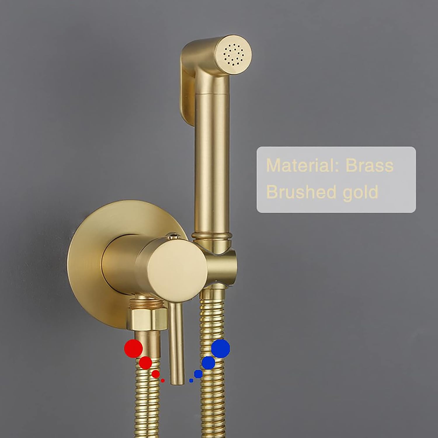 Handheld Bidet Sprayer for Toilet, Baby Cloth Diaper Hot and Cold Water Wall Mounted Brass Kit for Personal Hygiene Cleaning,Chrome(Brushed Gold)