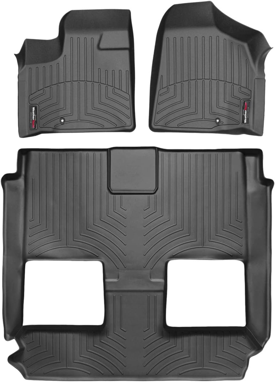 WeatherTech Custom Fit FloorLiners for Dodge Grand Caravan, Grand Caravan, Town & Country Van - Full Set (444211-441414), Black