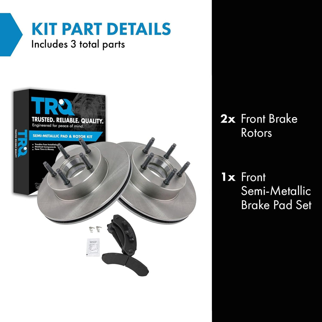 TRQ Front Brake Pad and Rotor Set Semi Metallic Vented Rotors Compatible with 1993-1994 Ford Explorer 1993-1994 Mazda Navajo
