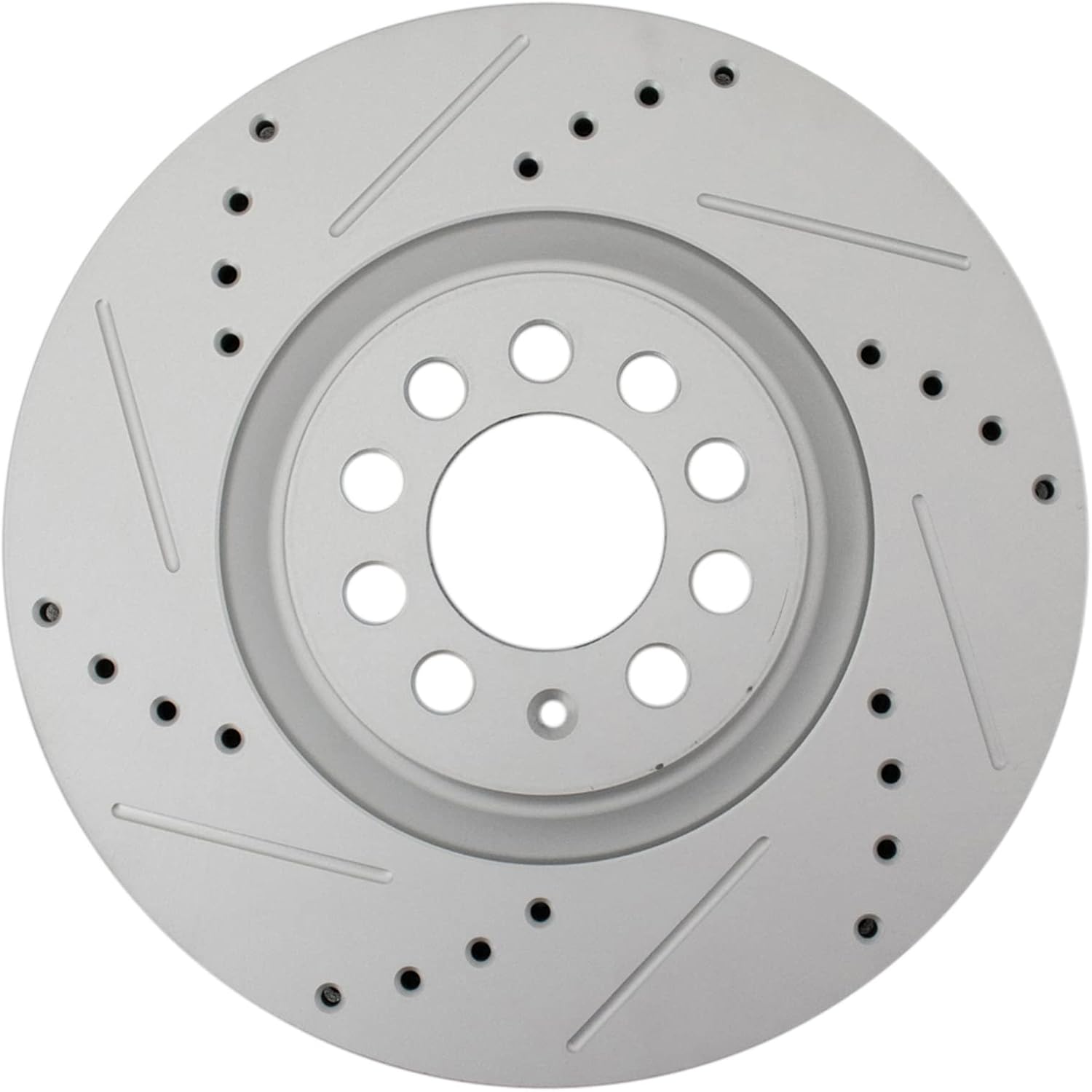 TRQ Performance Front Brake Pad and Rotor Set Ceramic Slotted Drilled G-Coated Compatible with 2000-2006 Audi TT 2000-2006 TT Quattro 2002-2003 Volkswagen Golf