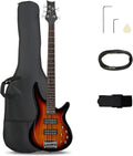 Ktaxon 5 String Electric Bass Guitar, Full Size Standard Right Handed Rosewood Fretboard Bass Kit with Gig Bag Strap Cable Wrench Tool (Upgraded Sunset)