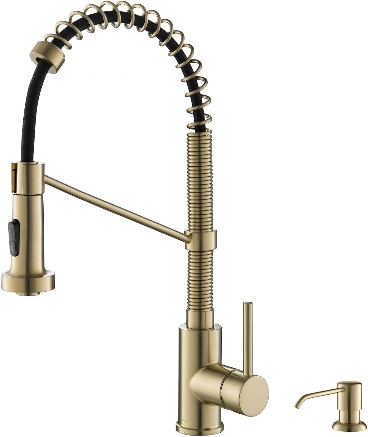KRAUS Spot Free Bolden™ 18-Inch Commercial Kitchen Faucet with Soap Dispenser in All-Brite™ Antique Champagne Bronze Finish