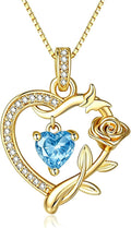 HeartMelody Heart Necklaces for Women Gold,14k 18K White Gold Plated Dainty Rose Butterfly Necklace with Garnet Birthstone Pendant Necklace Everyday Jewelry Birthday Christmas Gifts for Women Mom Her