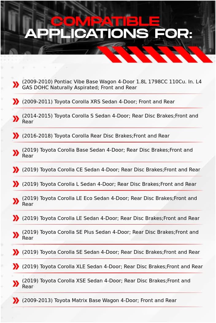R1 Concepts Front and Rear Brake Kit Fits 2009-2010 Pontiac Vibe; 2009-2011 Toyota Corolla; 2014-2019 Toyota Corolla| Ceramic Brake Pads and Drilled Slotted Brake Rotors| 10.8' Front & 10.2' Rear