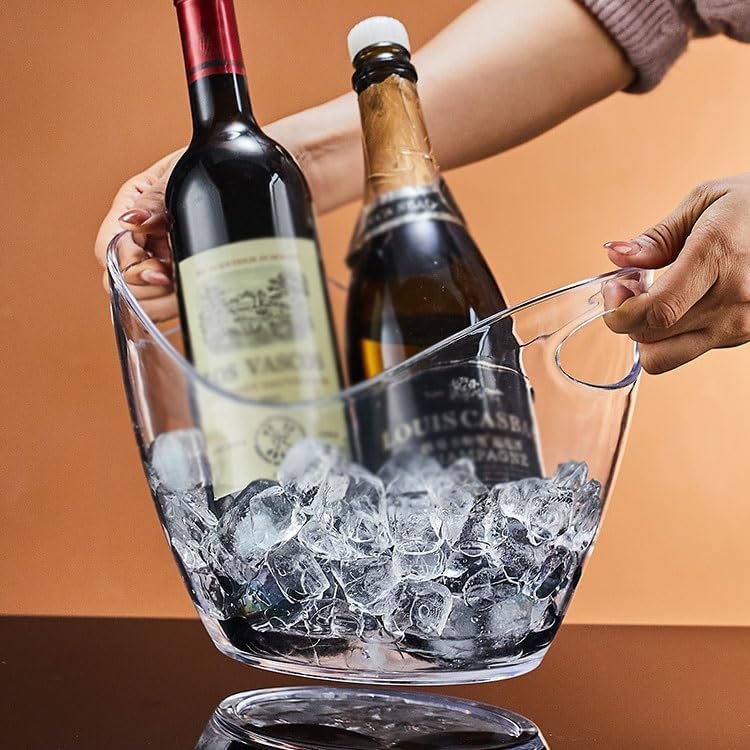 Keep Ice Frozen Longer ﻿Acrylic Ice BucketLarge Capacity Champagne BucketBar Pellet BucketFilled Bucket for parties(Purple)