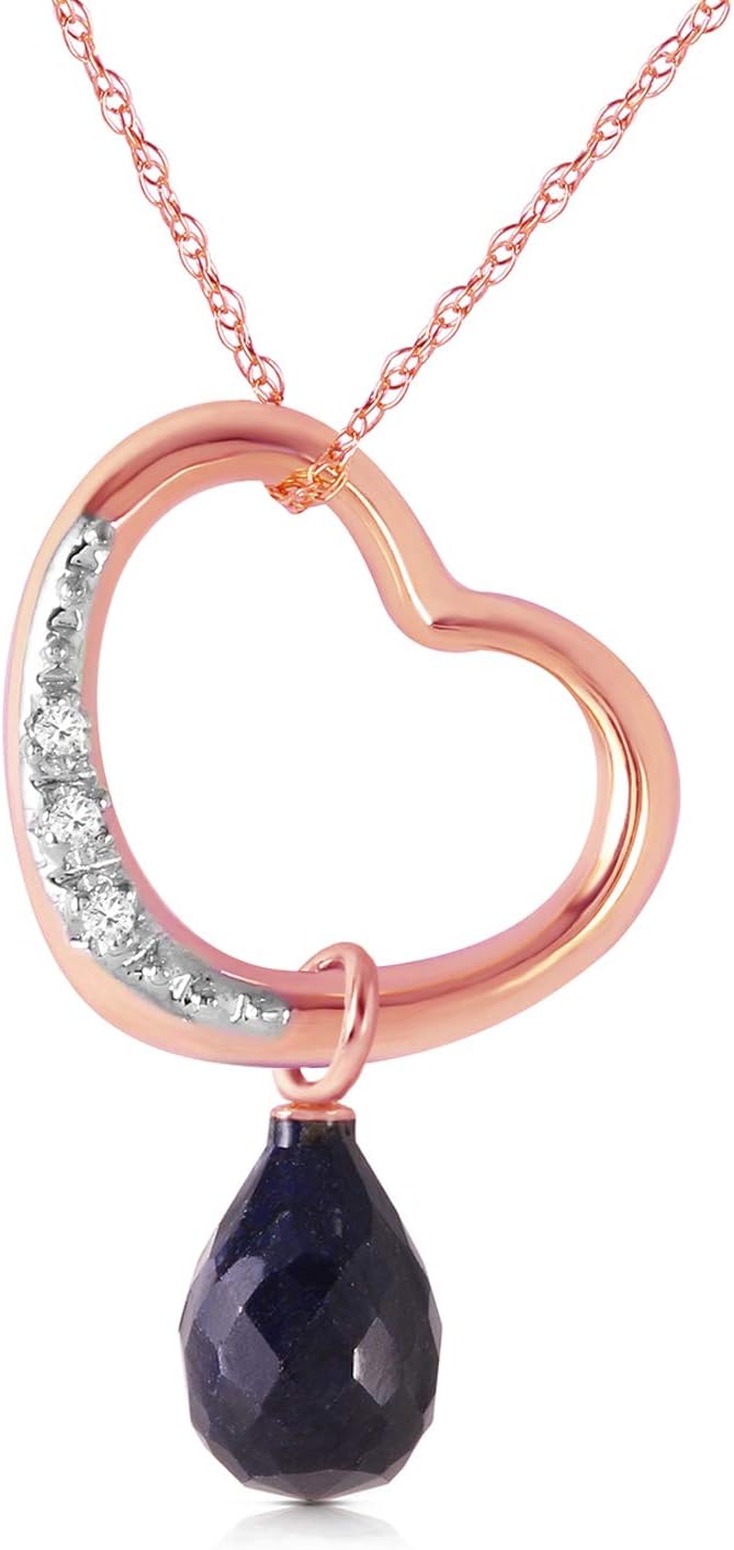 Galaxy Gold GG 14K Yellow Gold Natural Diamond Heart Necklace - April Birthstone - Strength & Brilliance - 14' to 24' - Fine Jewelry for Women