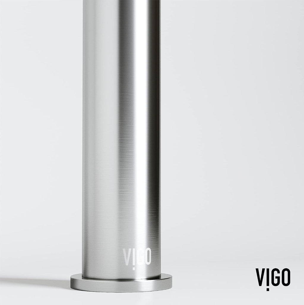 VIGO Apollo Single-Handle Single-Hole Mount Vessel Bathroom Sink Faucet, 12-Inch, Brushed Nickel, Modern Design, Solid Brass, 1.2 GPM WaterSense & Ceramic Disc Valve, Corrosion-Resistant