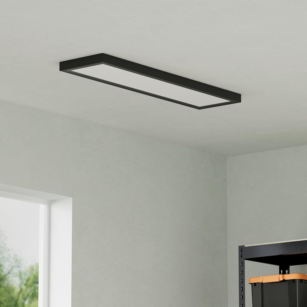 Ultralux 1x4 ft Surface Mount Ceiling Light Panel – Slim, Edge Lit, Flush Mount Flat Panel for Kitchen, Home & Office - TRIAC Dimmable, 3CCT Adjustable Color Temperature (Matte Black, 1 Pack)