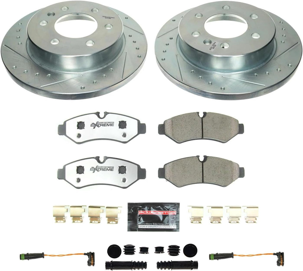 Power Stop Rear K8655-36 Ceramic Brake Pad with Drilled Slotted Rotor Kit Z36 Truck and Tow For Freightliner Sprinter 1500, Freightliner Sprinter 2500, Sprinter 1500, Sprinter 2500 [Model Specific]