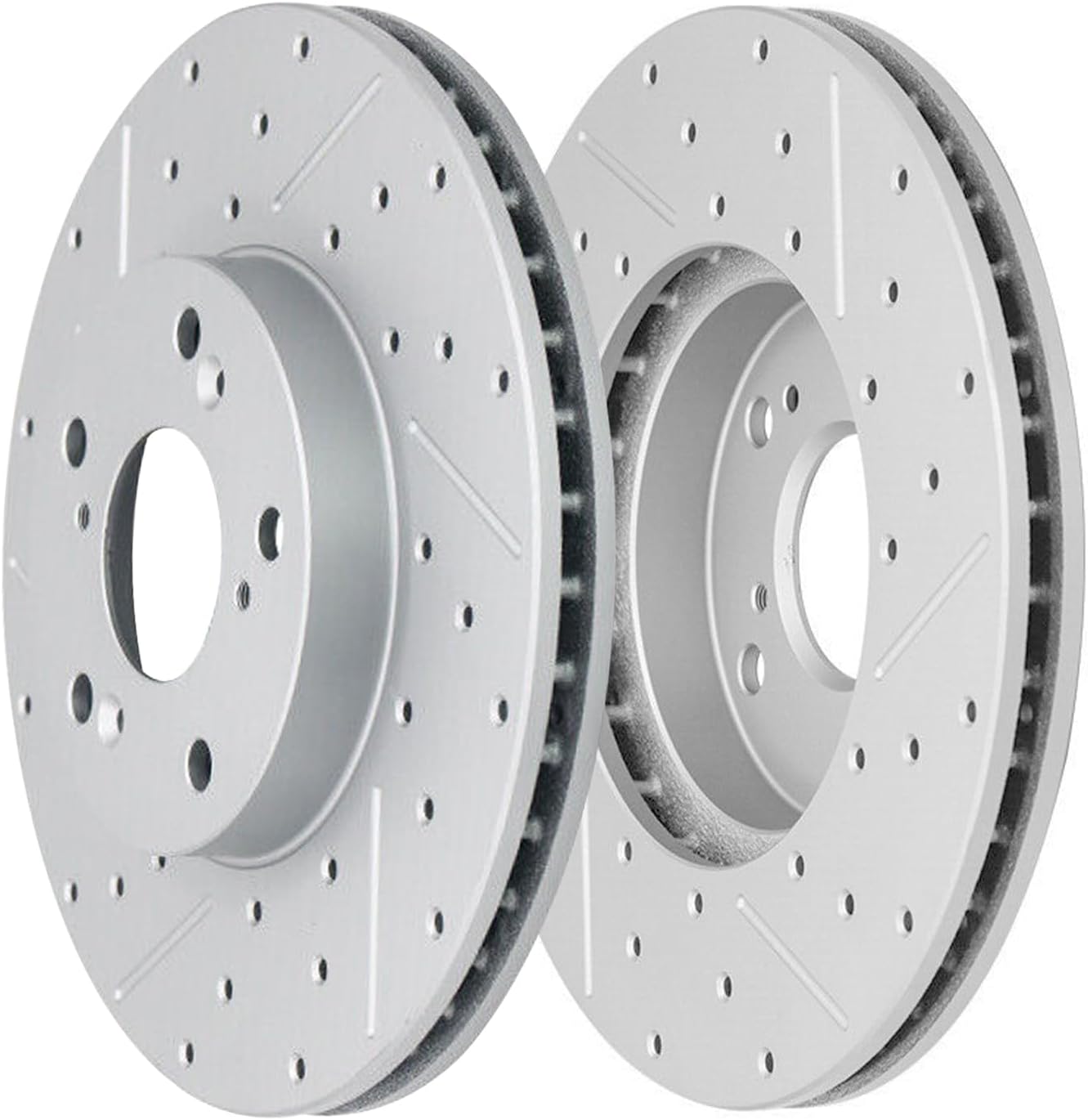 Detroit Axle - 10pc Brake Kit for 2014-2020 Acura RLX, Drilled and Slotted Disc Brakes Rotors 2015 2016 2017 2018 2019 Ceramic Brake Pads Replacement: 12.28' inch Front and 12.20' inch Rear Rotors
