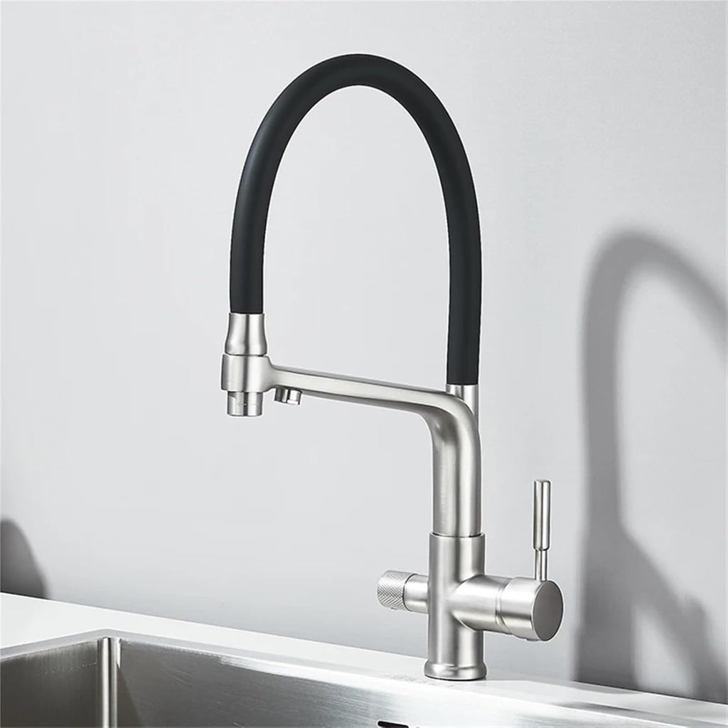 Pure Water Kitchen Faucets 360 Swivel Filter Faucet for Kitchen Pull Down Purification Water Mixer Tap(Brushed Nickel)