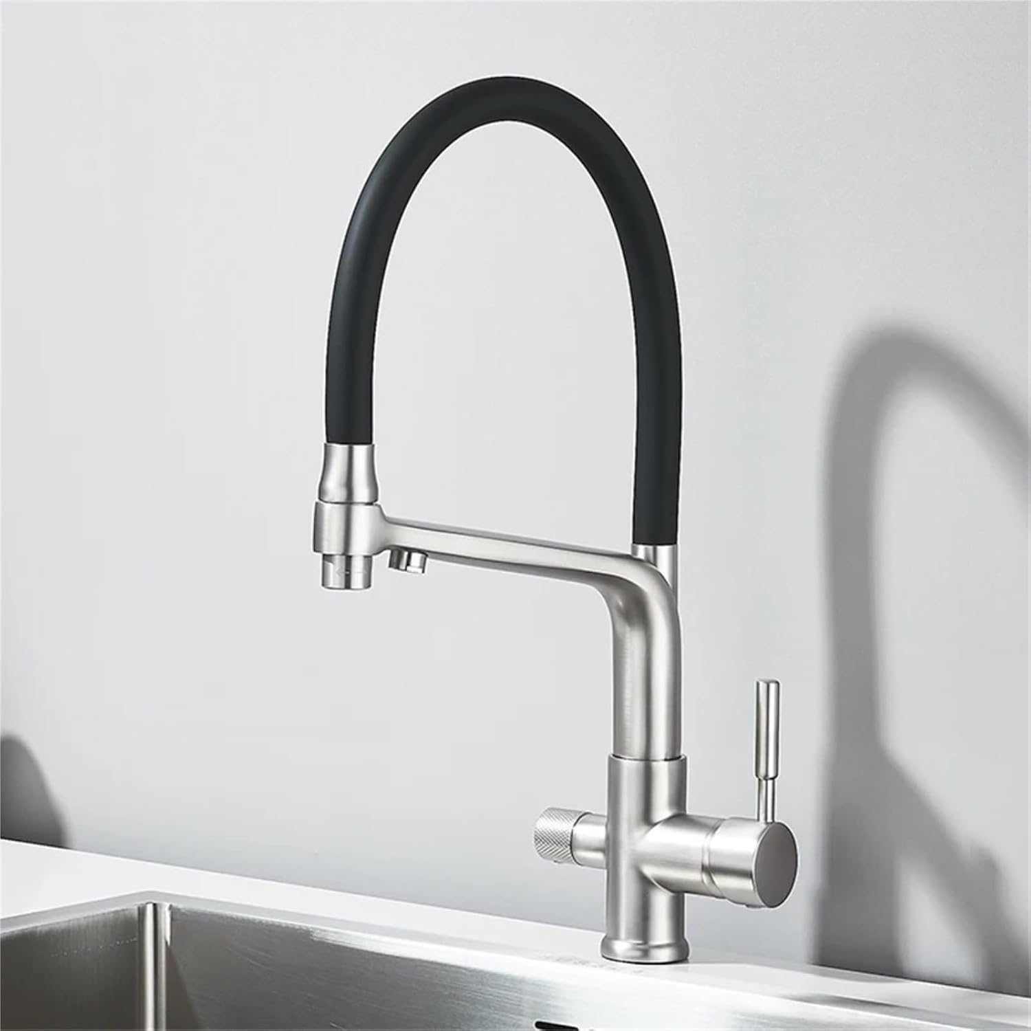 Pure Water Kitchen Faucets 360 Swivel Filter Faucet for Kitchen Pull Down Purification Water Mixer Tap(Brushed Nickel)