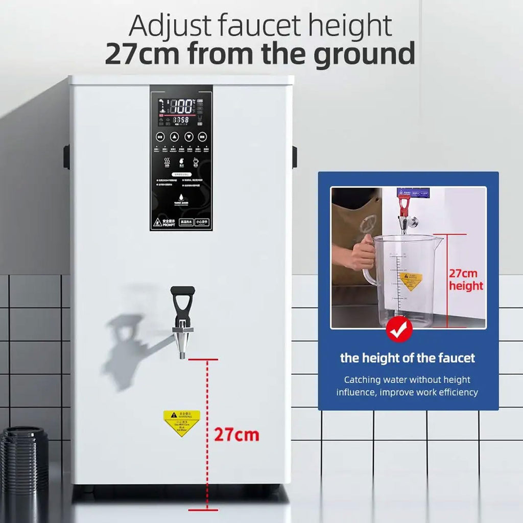 Commercial Hot Water Dispenser, 80L/H Wall-Mounted Automatic Hot Water Pot with LCD Display, 3000W Stainless Steel Multifunctional Drinking Water Equipment for Restaurants, Coffee Shops, Bars