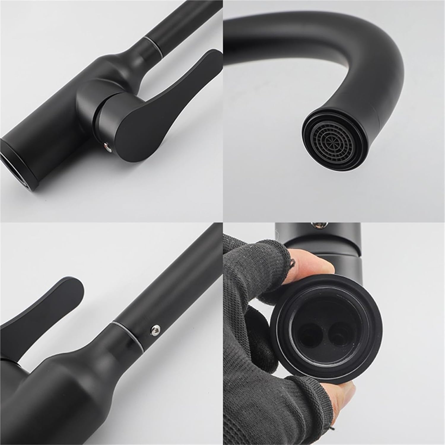 Stainless Steel Kitchen Faucet Black Brushed Kitchen Sink Mixer 360 Degree Rotate Hot Cold Water(1)