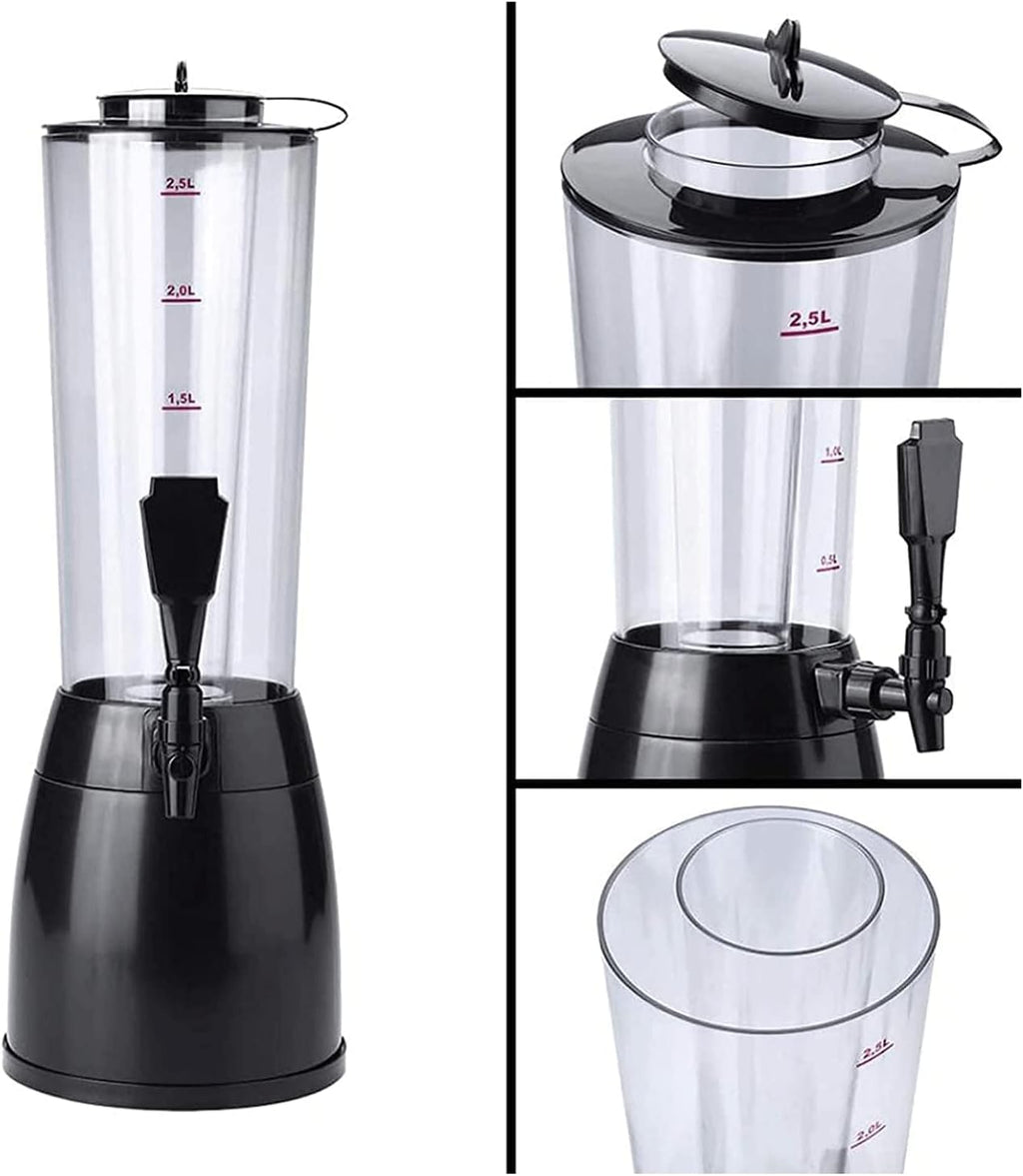 Drink Dispenser 2.5l Beverage Dispenser with Detachable Ice Tube Drink Dispenser with Faucet Buffet Drink Machine Picnic Bar Water Dispenser Beautiful Practical Beer (Silver)