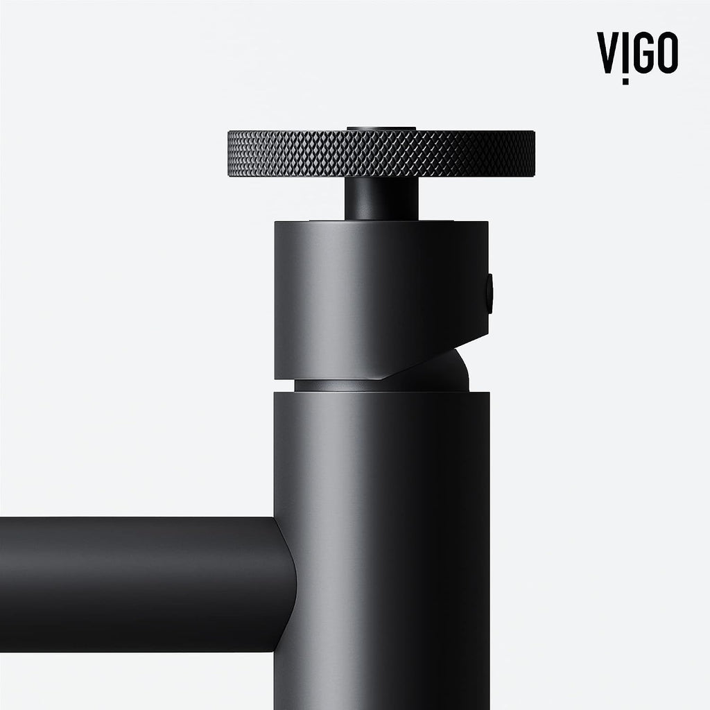 VIGO Cass Single-Handle Single-Hole Mount Vessel Bathroom Sink Faucet, 12-Inch, Matte Black, Modern Design, Solid Brass, 1.2 GPM WaterSense & Ceramic Disc Valve, Corrosion-Resistant