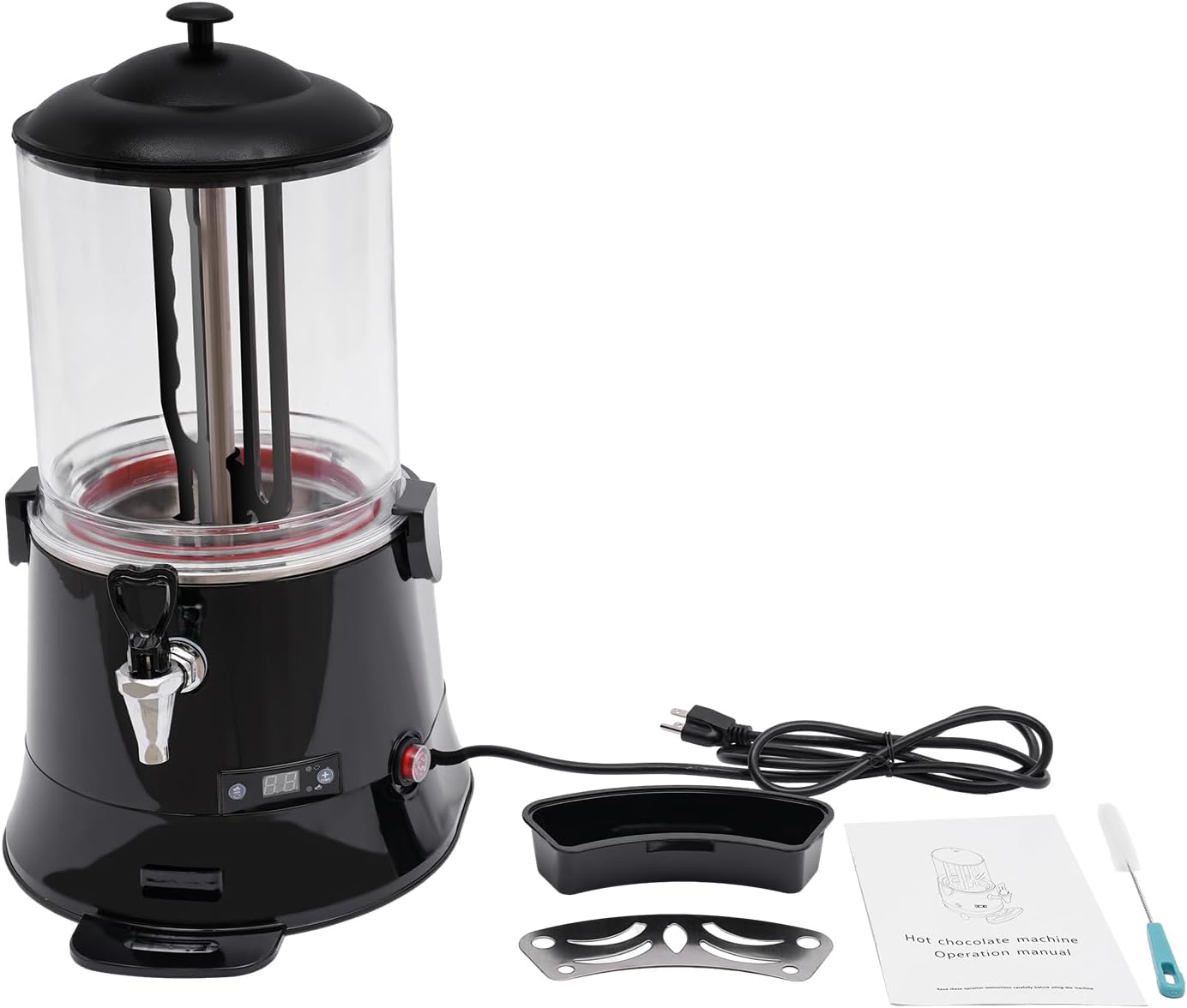 10L Commercial Hot Chocolate Maker Machine Chocolate Dispenser Warmer With Faucet 400W 110V Hot Beverage Warmer for Heating Chocolate Coffee Milk (10L-Black)