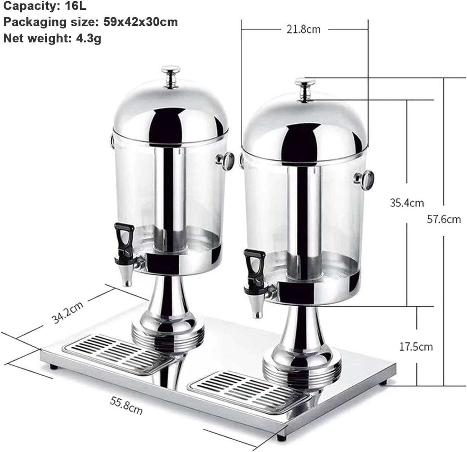 Drink Beverage Dispensers for Parties Breakfast Buffet Bars Hotels, 16/24 L Stainless Steel Beverage Tea Dispenser Water Dispenser,Silver-16L,Gold,16L
