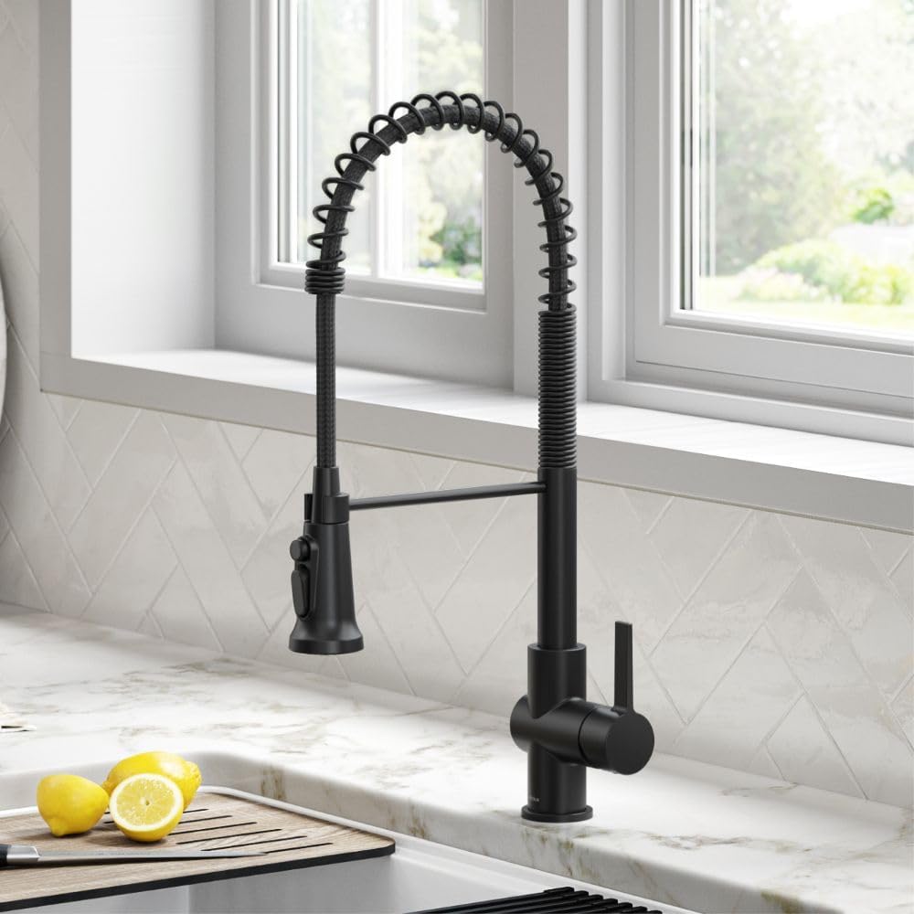 KRAUS Britt 2-in-1 Commercial Style Pull-Down Single Handle Water Filter Kitchen Faucet for Reverse Osmosis or Water Filtration System in Matte Black, KFF-1691MB