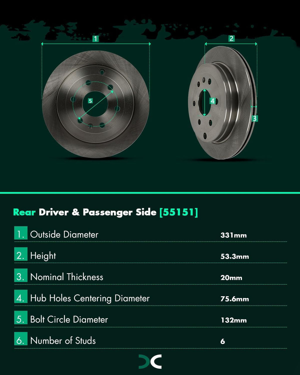 SCITOO Rear 13.03' Brake Pads and Rotors Kits Fit For Buick Enclave 2008-2017,For Chevrolet Traverse 2009-2017,For GMC Acadia 2007-2016,For GMC Acadia Limited 2017,For Saturn Outlook 2007-2010