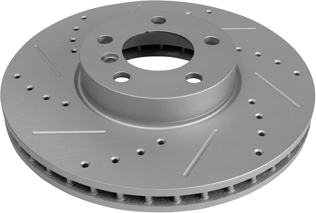 TRQ Performance Front Brake Pad and Rotor Set Ceramic G Coated Drilled Slotted Rotors Compatible with 2007-2018 BMW X5 2011-2019 X6